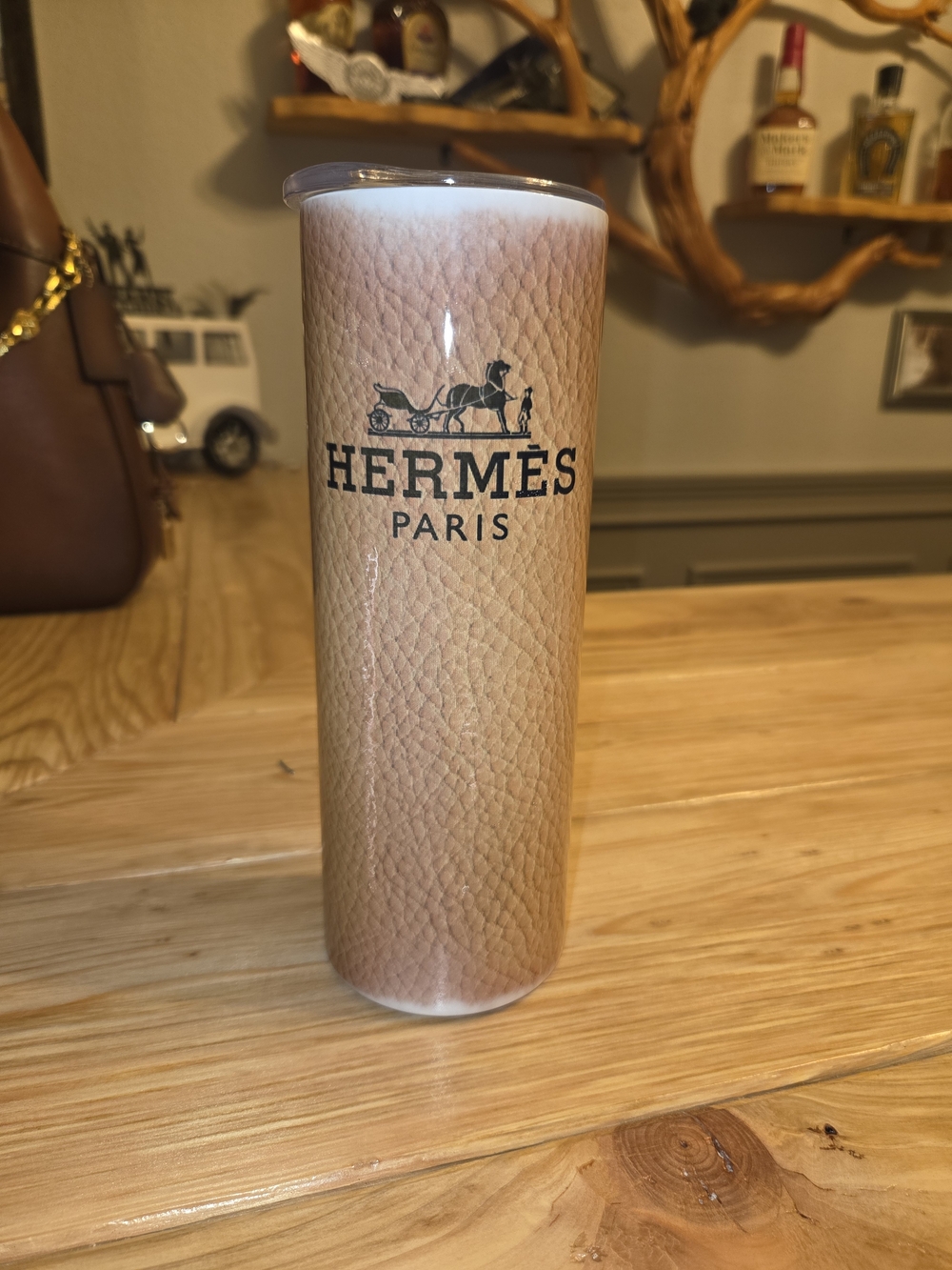 Paris Tan Leather-Print Tumbler
